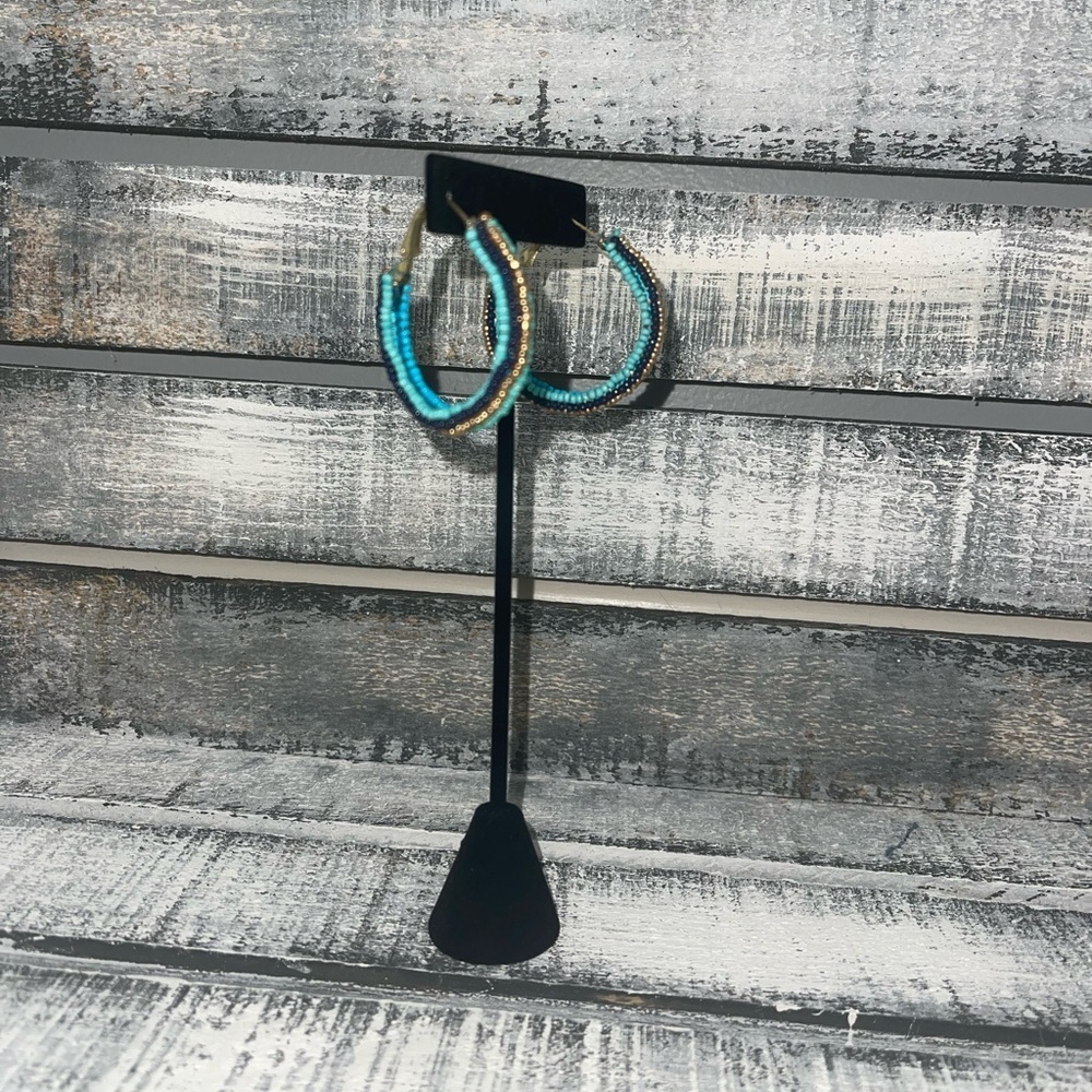 Seed Bead Hoop Statement Earrings